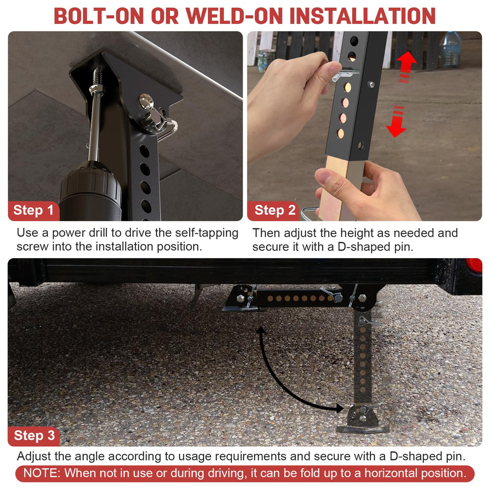AUH folded stabilizer jacks for storage saving trailer space