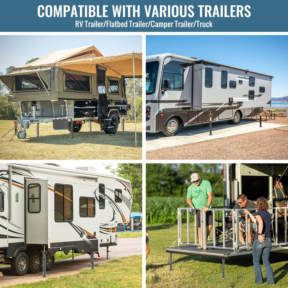 AUH stabilized RV at campsite showcasing steadier entry and level living