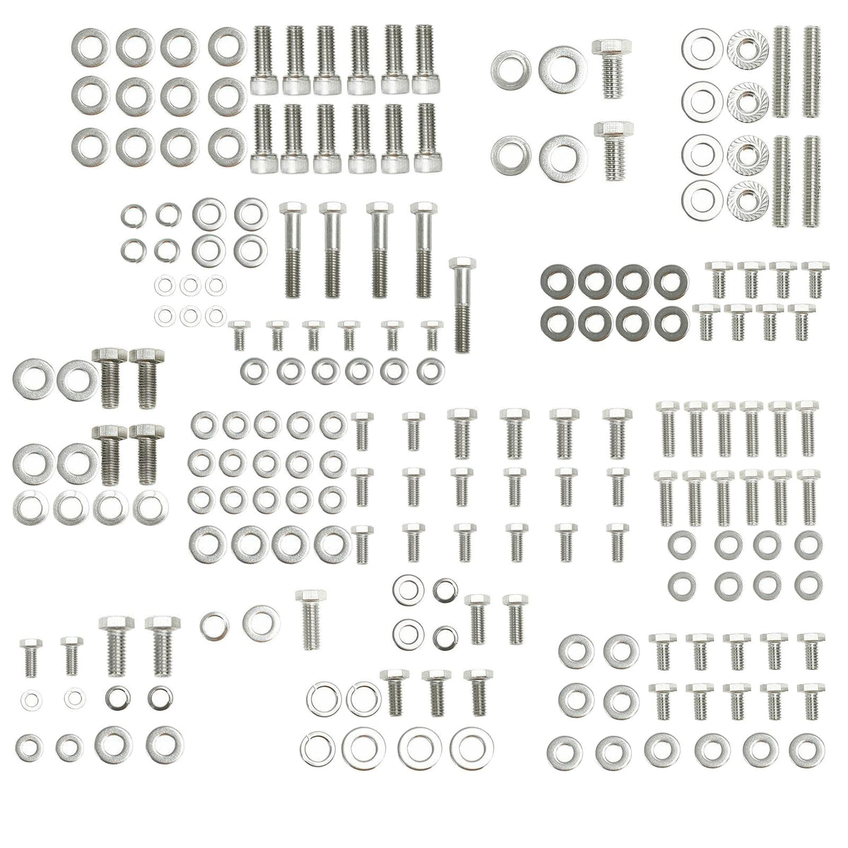 AUIKTARER front packaging showing full 211-piece Chevy bolt kit, neat organization benefit