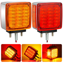 Aukmak front view square LED fender light showing combined amber and red function for safer signaling