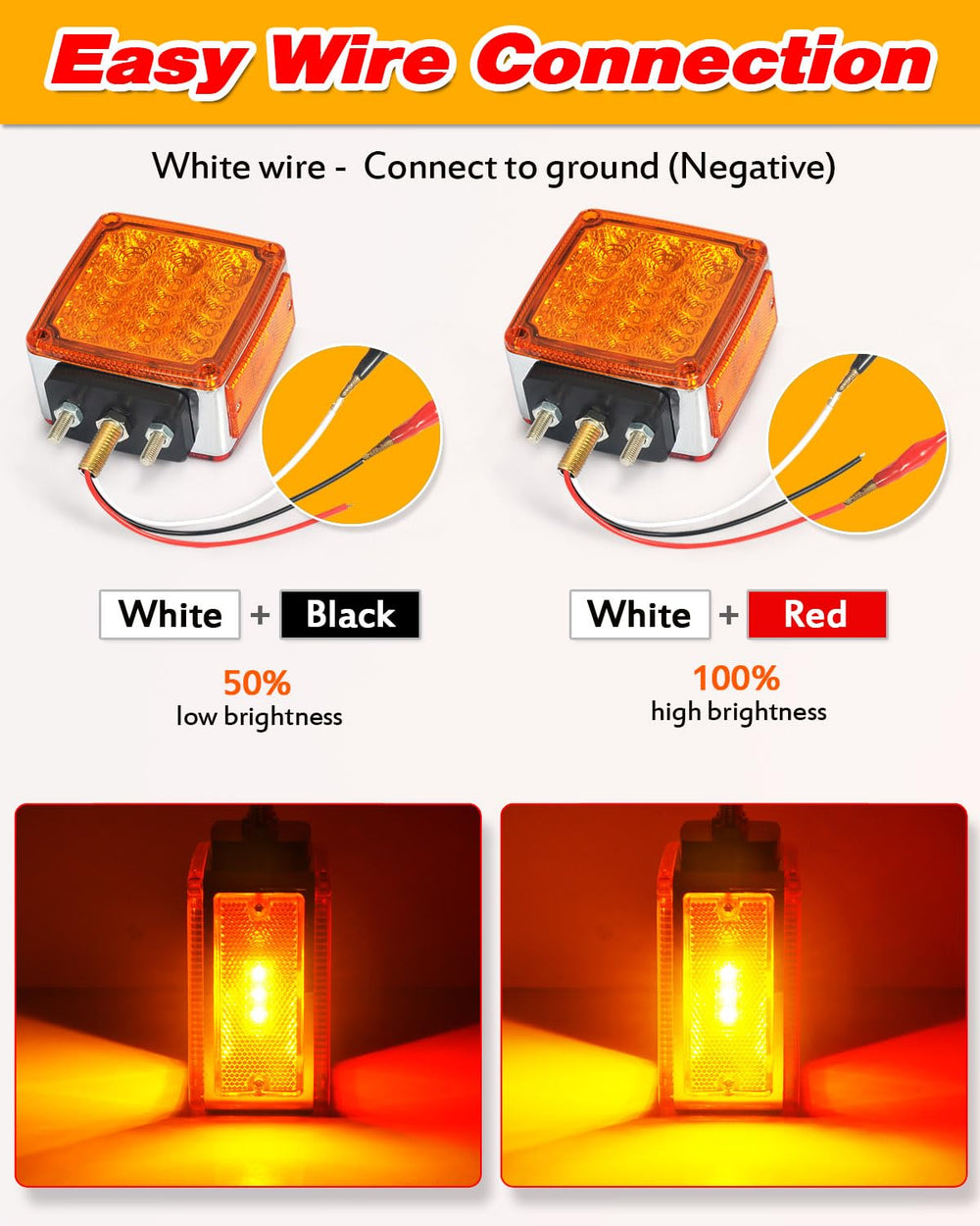 Aukmak close detail of amber and red LED diodes providing bright fast-response signals