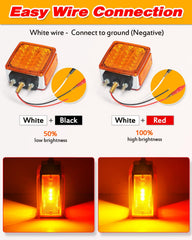 Aukmak close detail of amber and red LED diodes providing bright fast-response signals