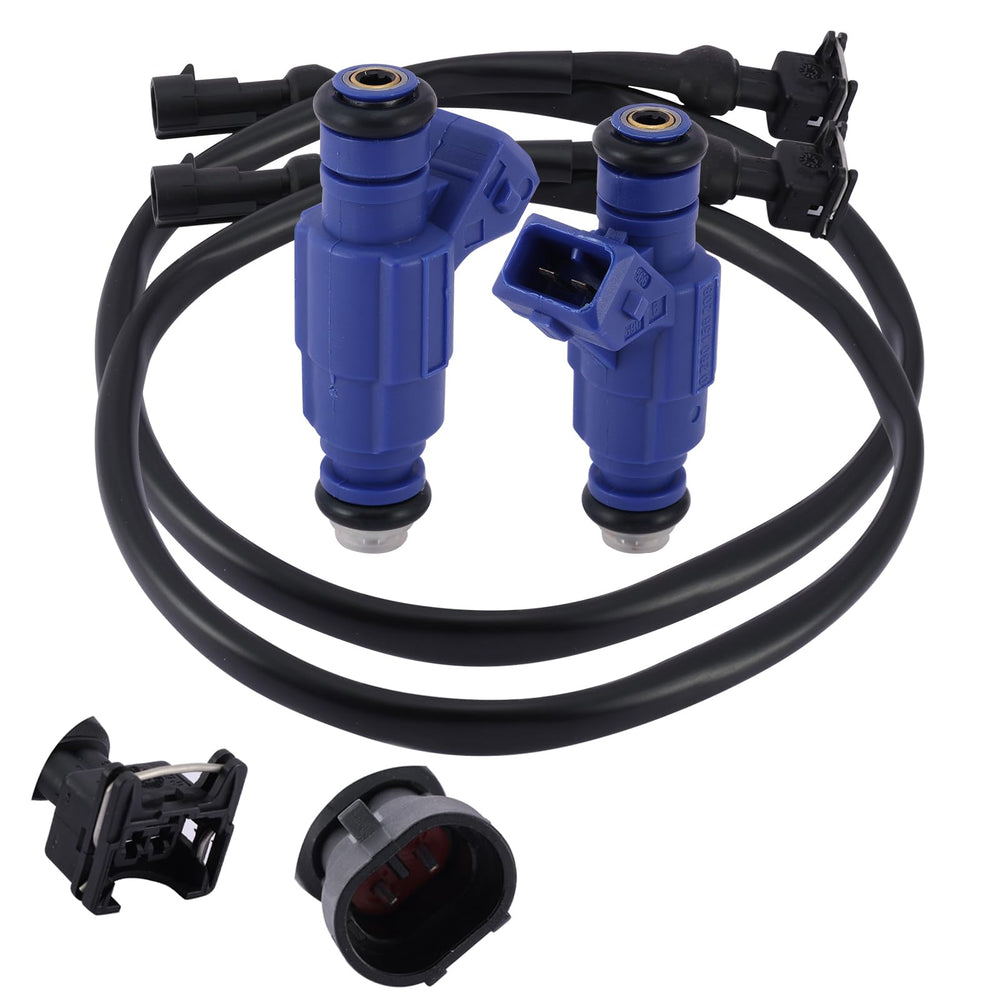 AULINK front view of 2PCS fuel injector harness pack showing connectors and bundle, replacement-ready