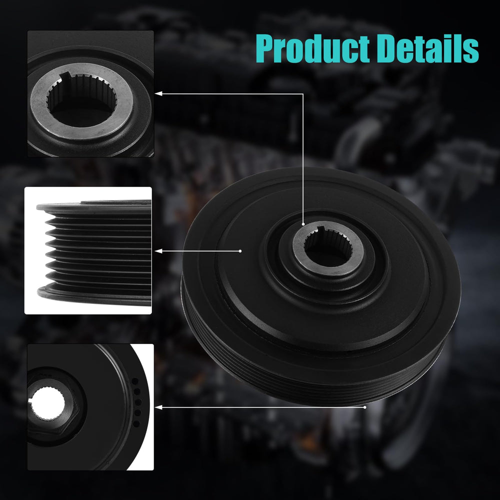 AULINK harmonic balancer close-up of bonded rubber damper, reduces engine vibration effectively