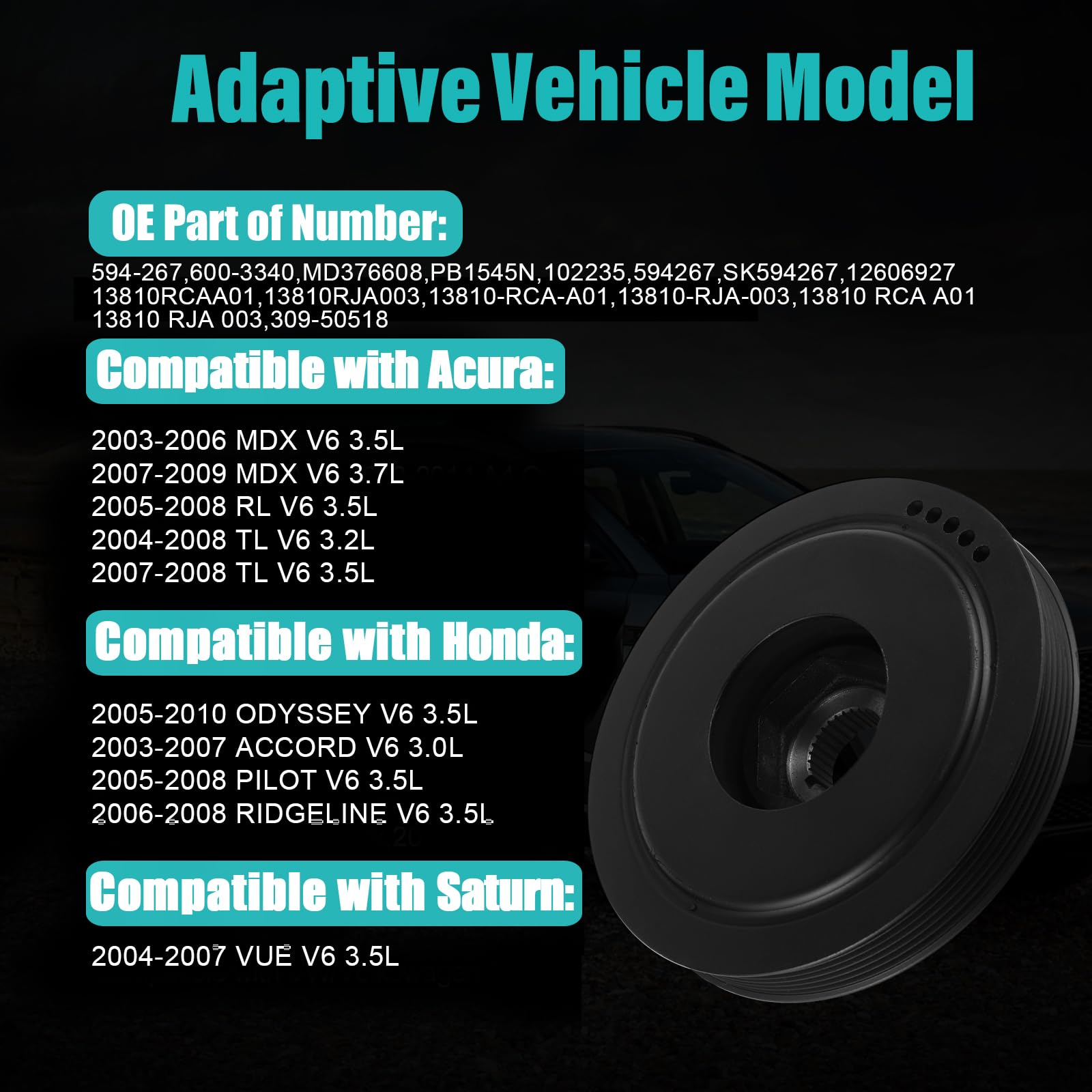 AULINK harmonic balancer installed on engine, restores smooth power delivery and accessory drive