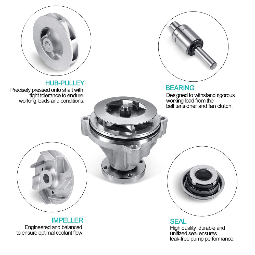 AULINK water pump with gaskets and seals showing complete installation kit benefit