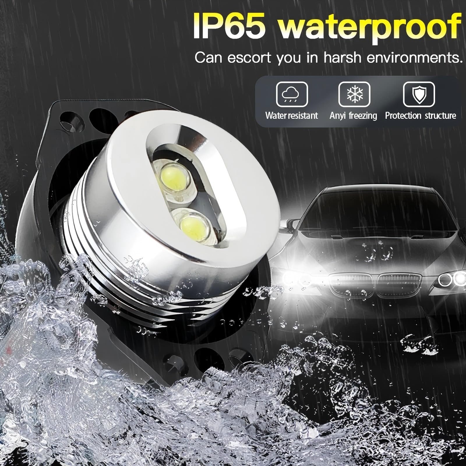 Aunvista installed on BMW front left marker light, demonstrating modern halo aesthetic benefit