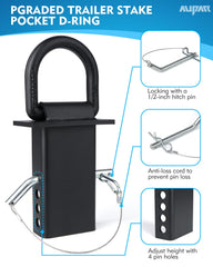 Aupar hitch pin and cotter pin detail demonstrating secure locking benefit