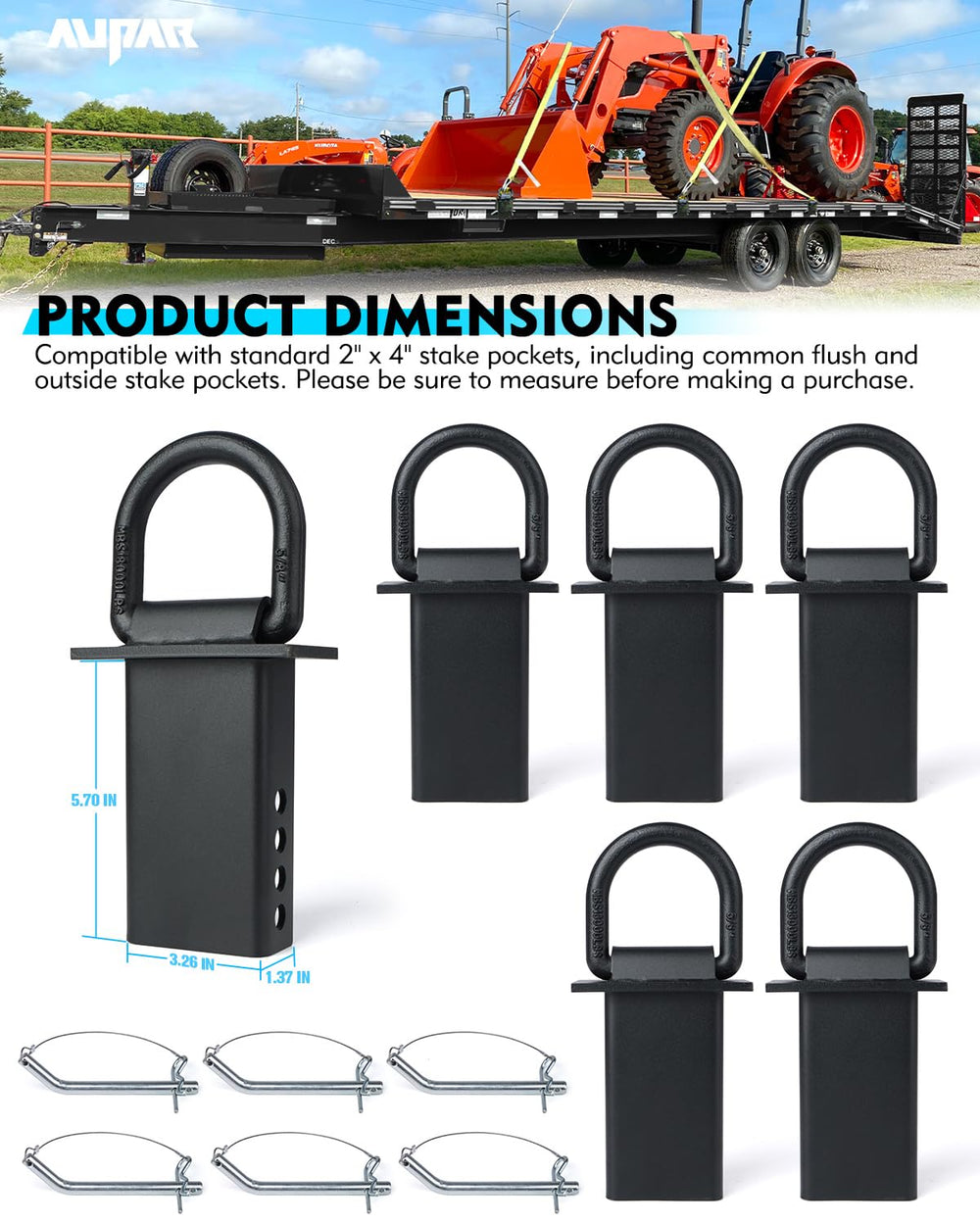 Aupar D-rings on a flatbed truck securing cargo showing professional hauling benefit