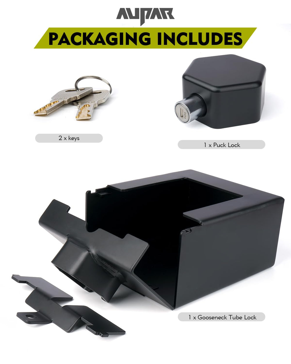 Aupar lock securing a trailer in a driveway to deter opportunistic theft