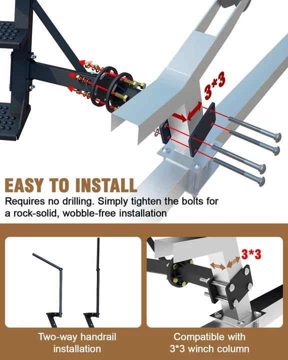 Aupar mounting bracket detail showing adjustable fit for common winch posts