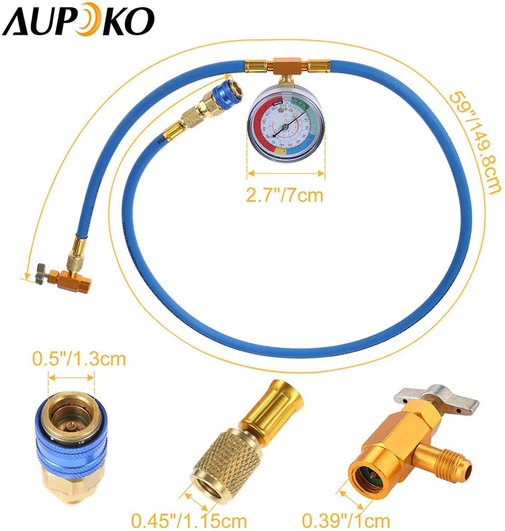 Aupoko low-side quick coupler attached to service port offering leak-minimizing secure fit