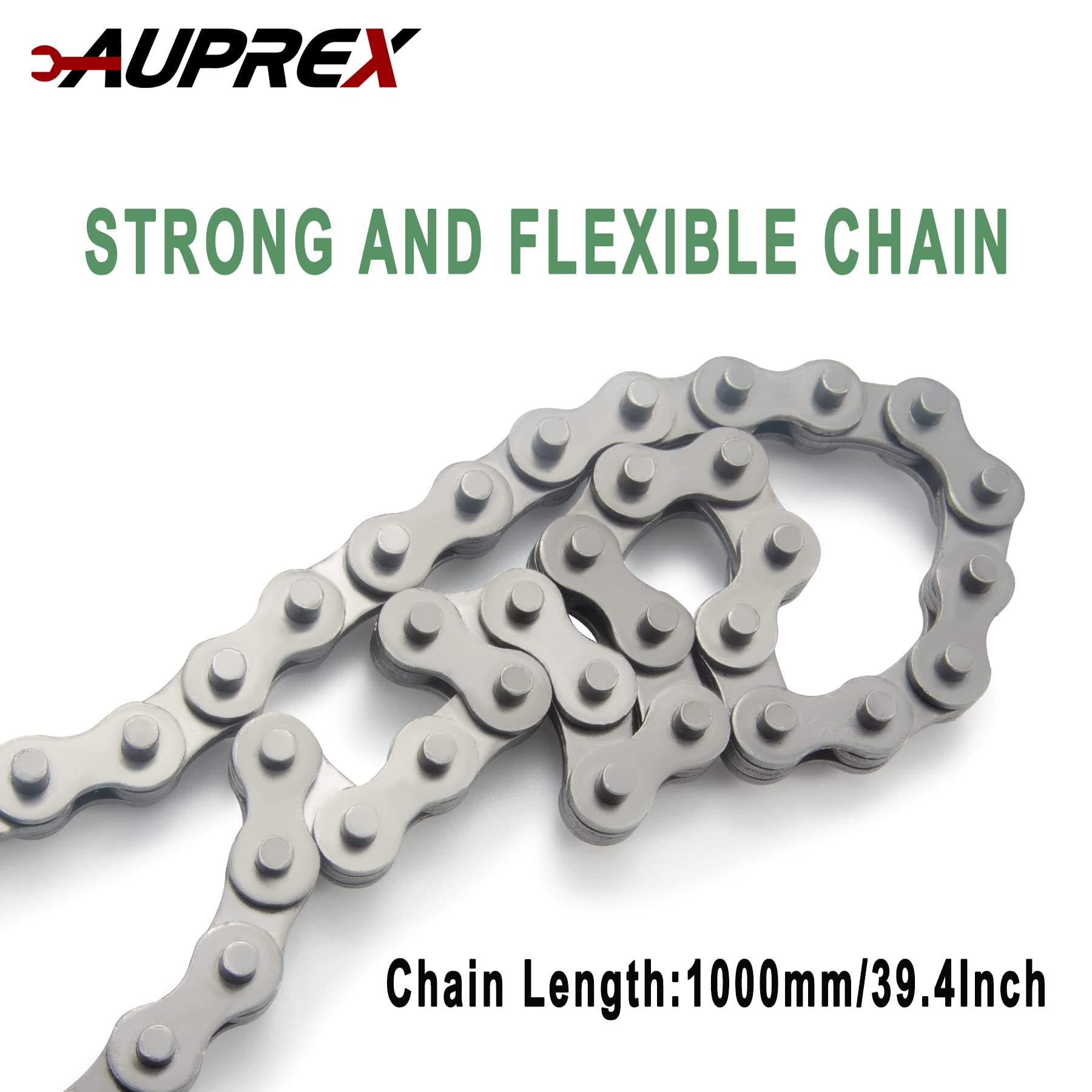 AUPREX locking three-joint head detail demonstrating secure chain lock advantage