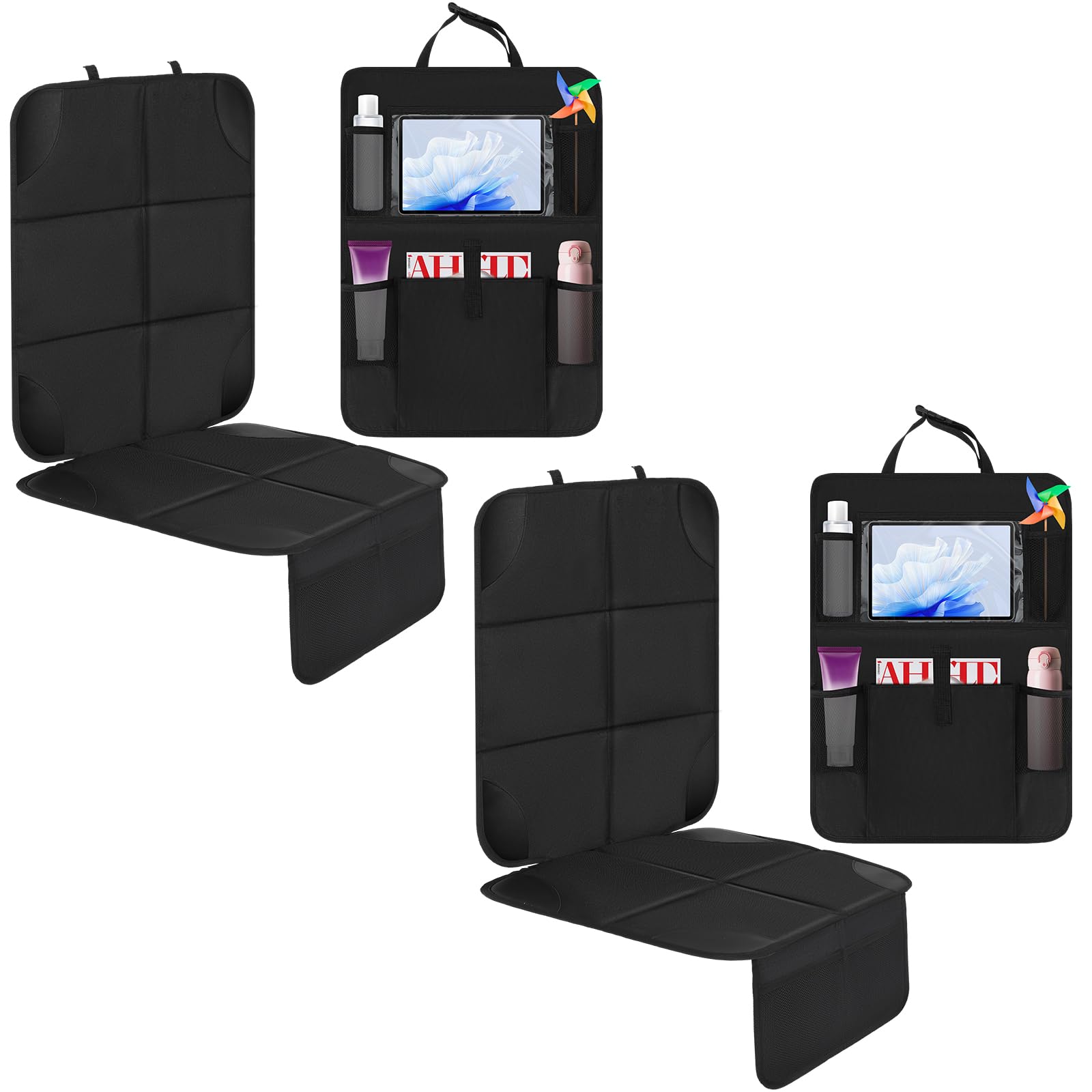 Aurelema lifestyle shot family in car using protectors for tidy trips