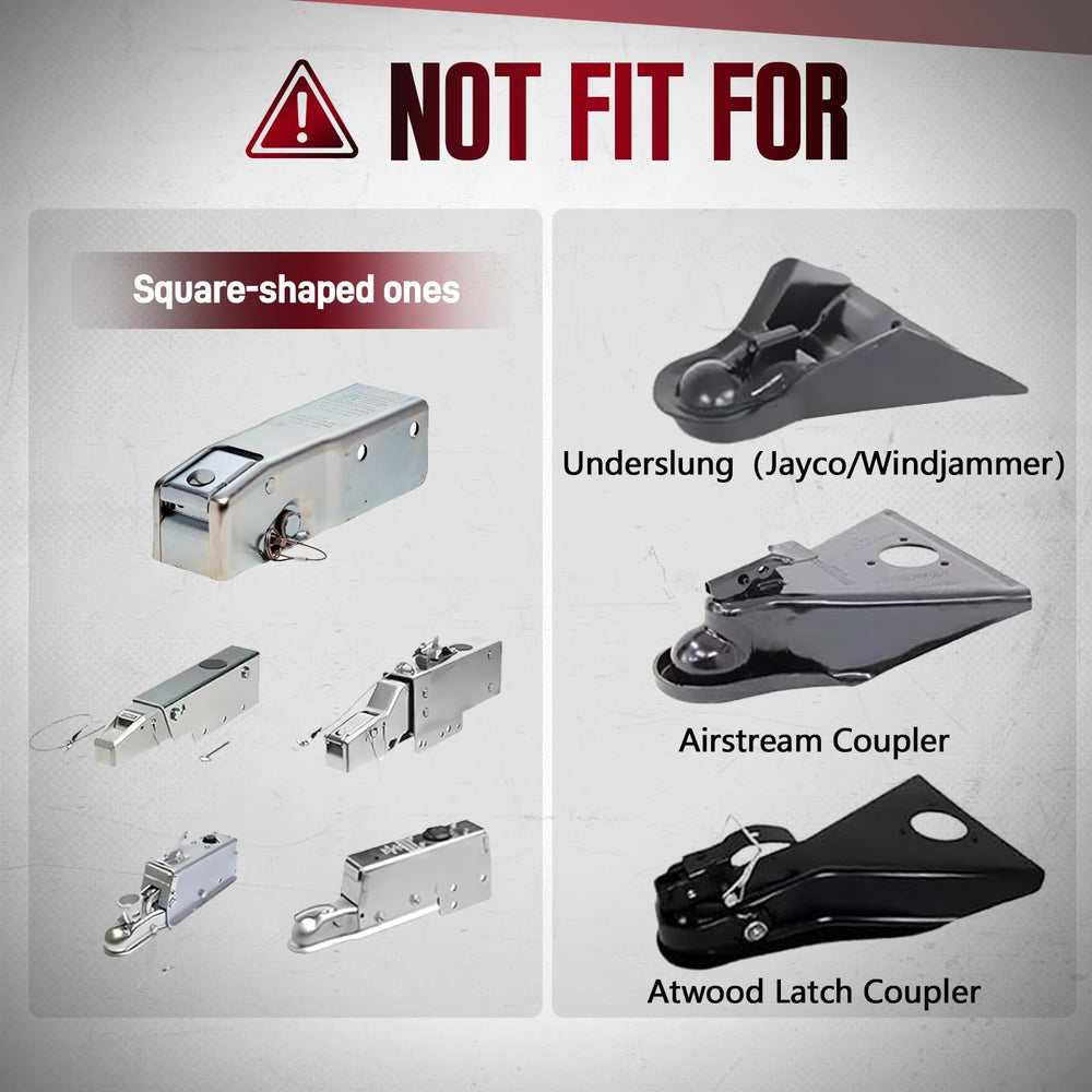 AUREOASIS lock installed on a trailer coupler illustrating easy single-person use