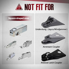 AUREOASIS lock installed on a trailer coupler illustrating easy single-person use