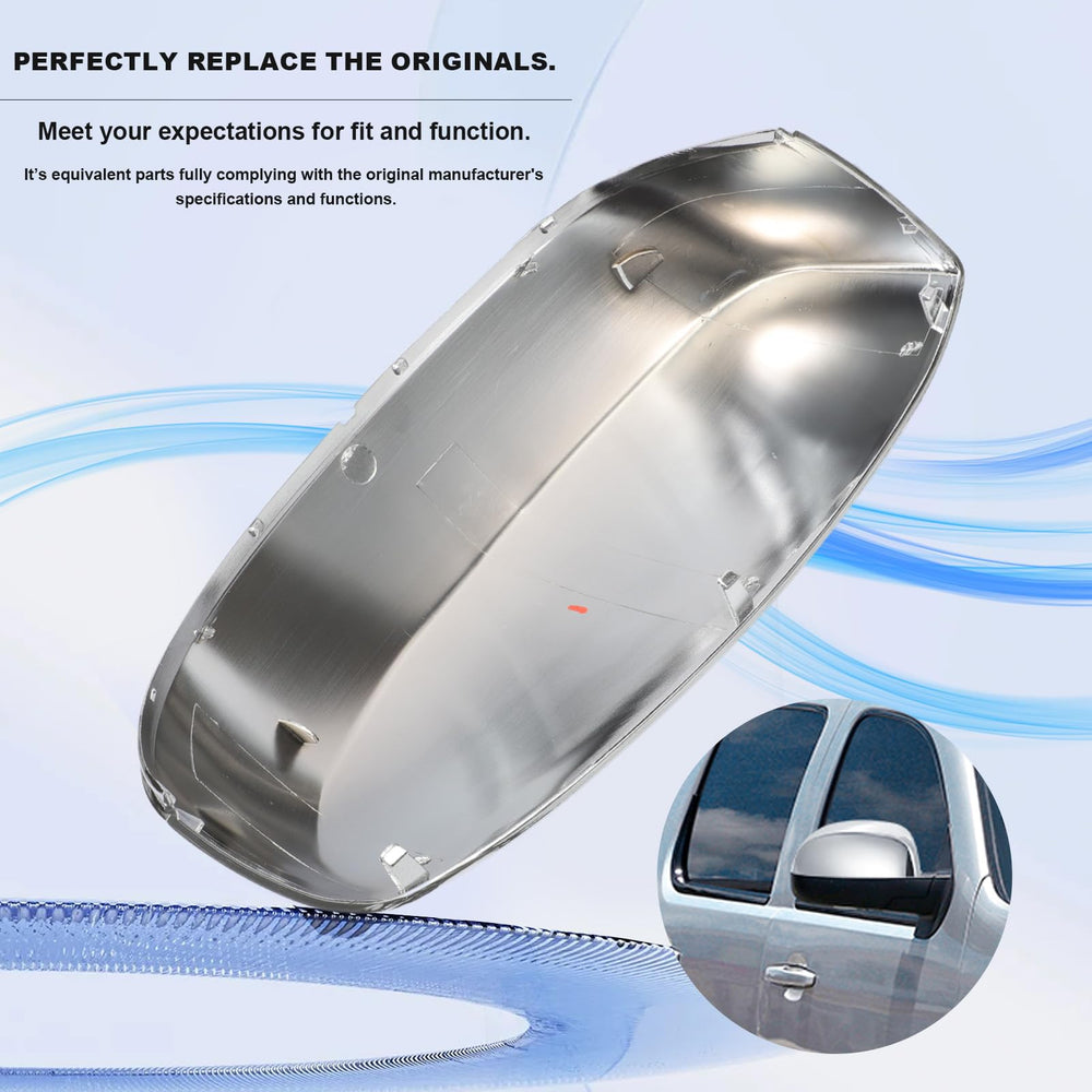 AUROLYNNE mirror cap beside hand to show size and easy snap-on installation benefit