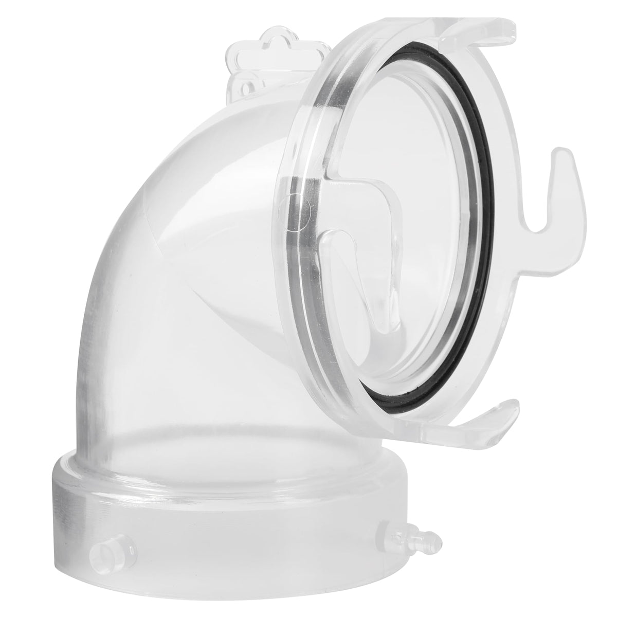 Aussio front view of adapter showing 90° angle and bay lug benefit