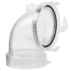 Aussio front view of adapter showing 90° angle and bay lug benefit
