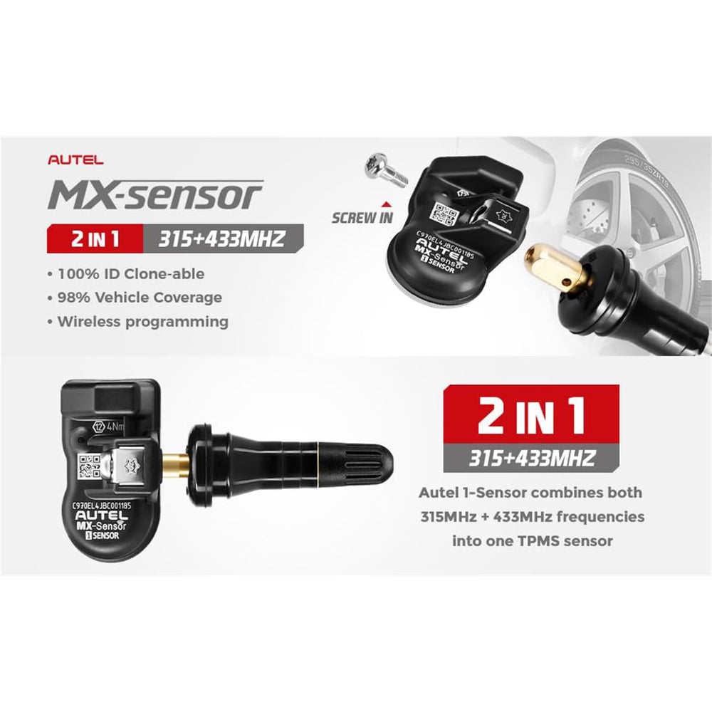 Autel 1-Sensor label and battery detail indicating automotive-grade power