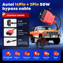 Autel 2pin bypass plug close-up secures gateway connection for diagnostics