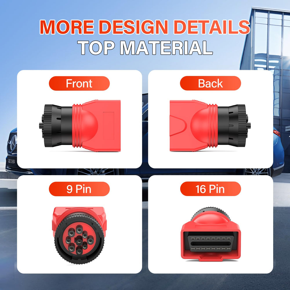 Autel adapter attached to truck diagnostic port illustrating fleet use
