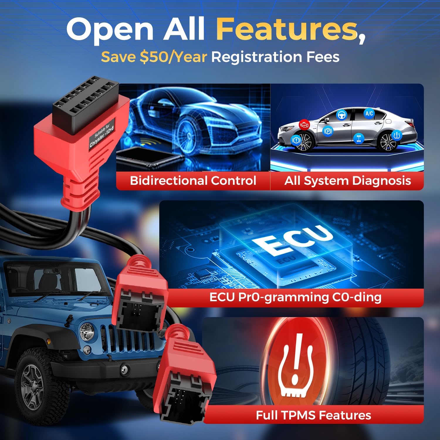 Autel adapter connected to Bluetooth OBD scanner showing wireless diagnostics