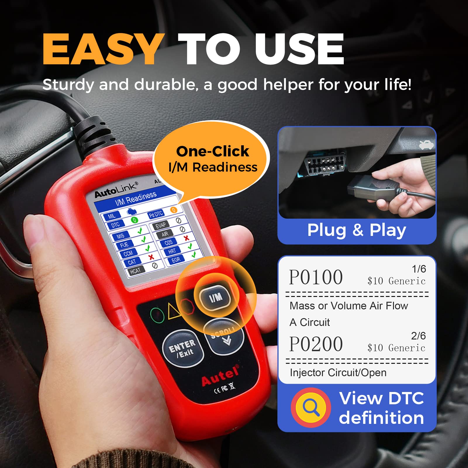 Autel AL319 button closeup highlighting simple controls for faster use