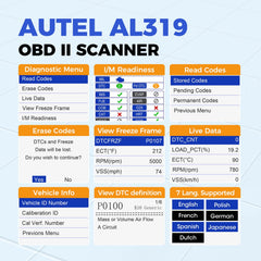 Autel AL319 connector and cable demonstrating easy plug‑and‑play setup