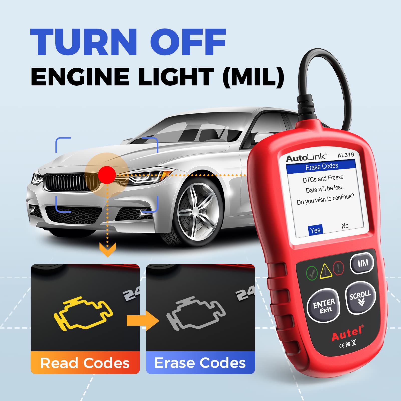 Autel AL319 screen with live data stream for real‑time troubleshooting