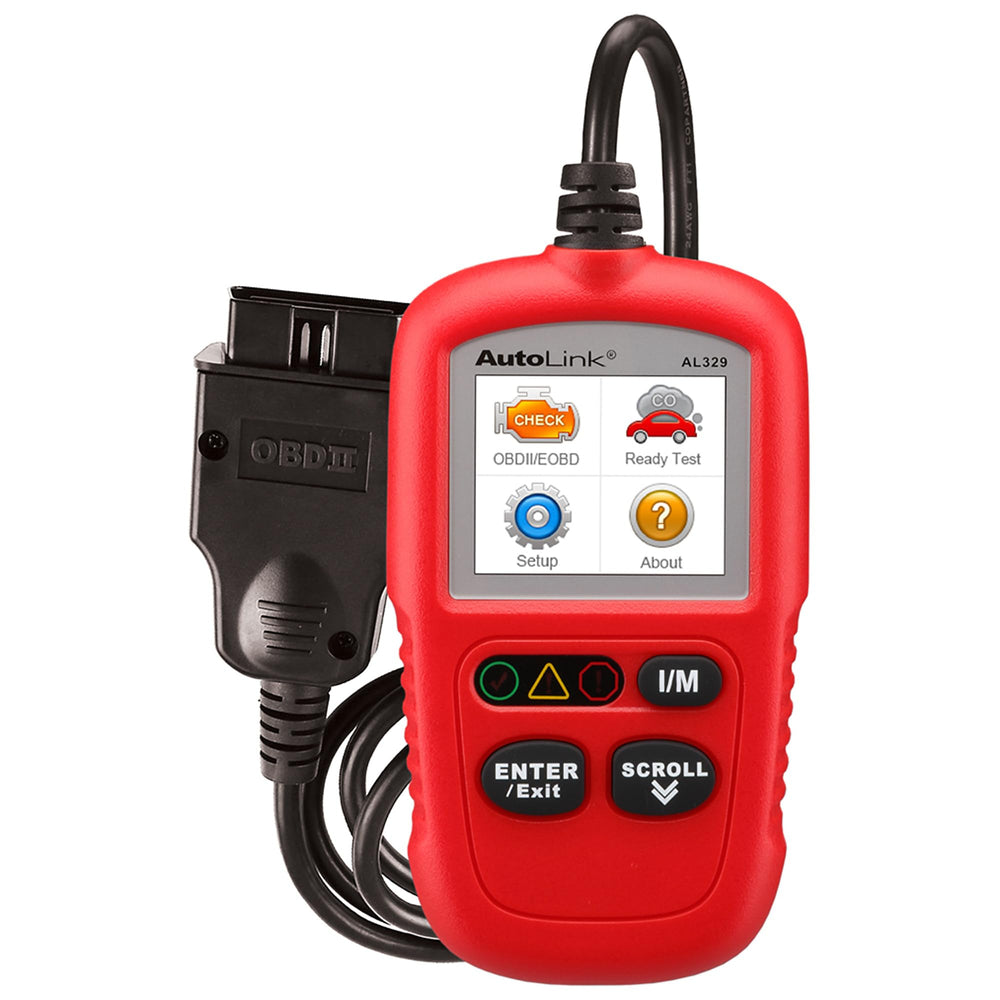 Autel AL329 plugged under hood performing quick emissions check