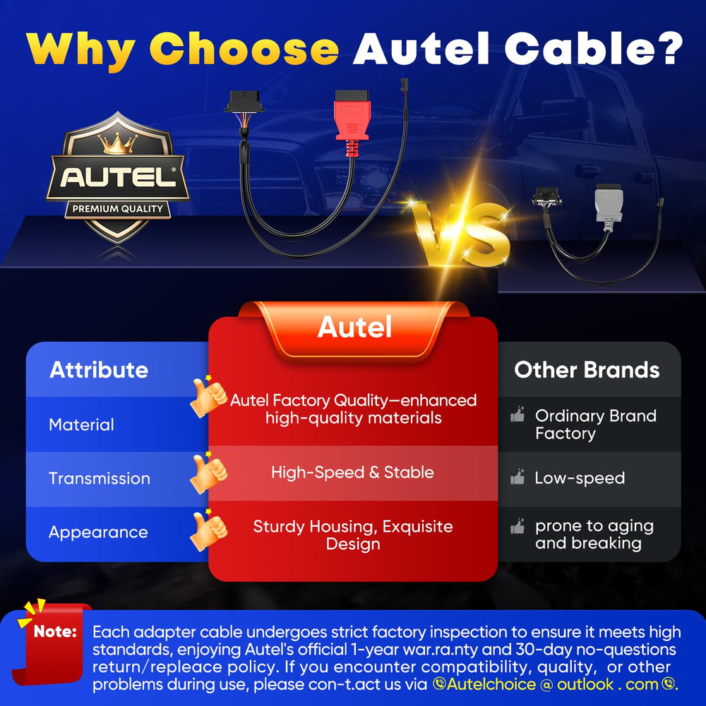 Autel cable cutaway showing shielding and cores for stable signal transfer