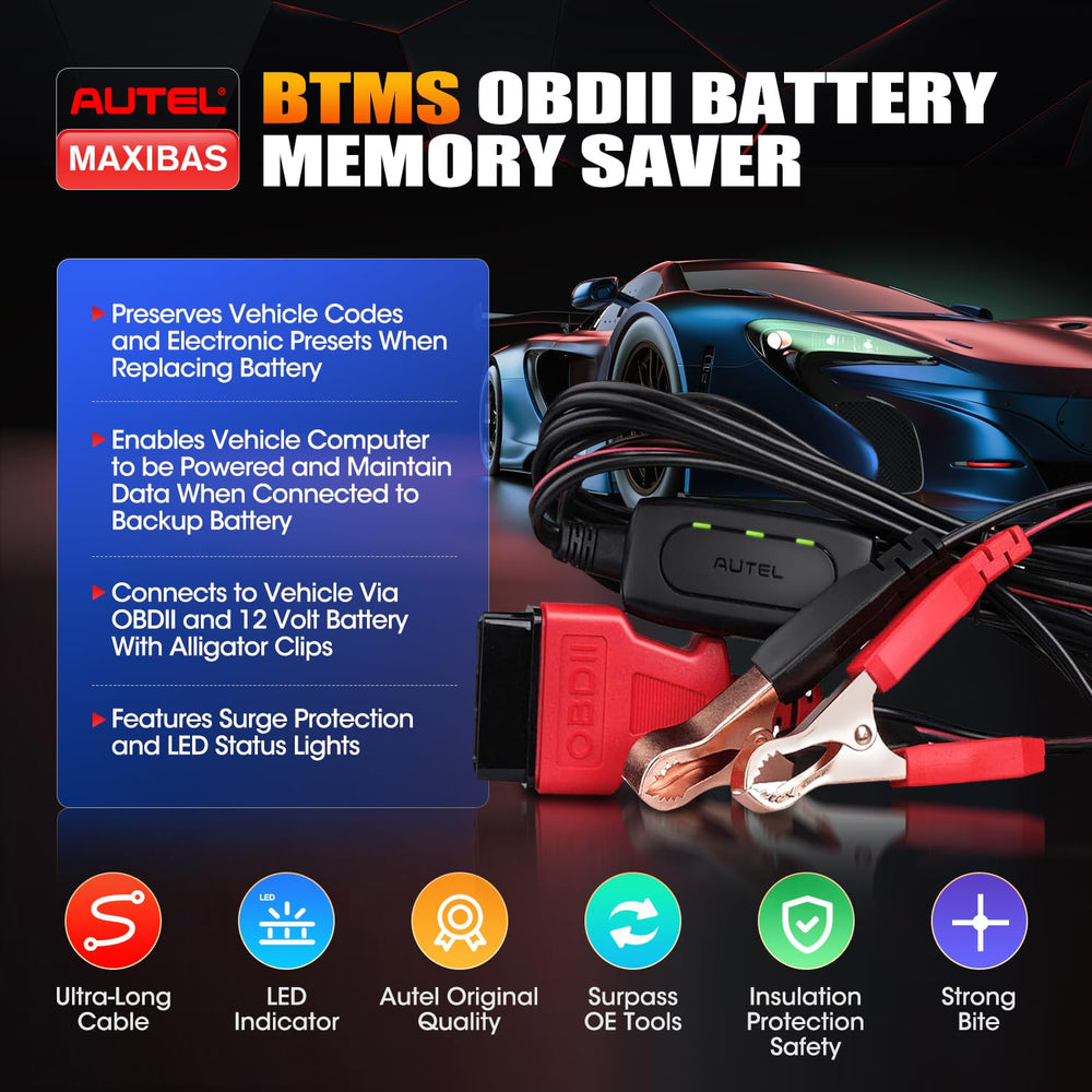 Autel OBD-II connector detail with secure fit — Autel ensures reliable module power