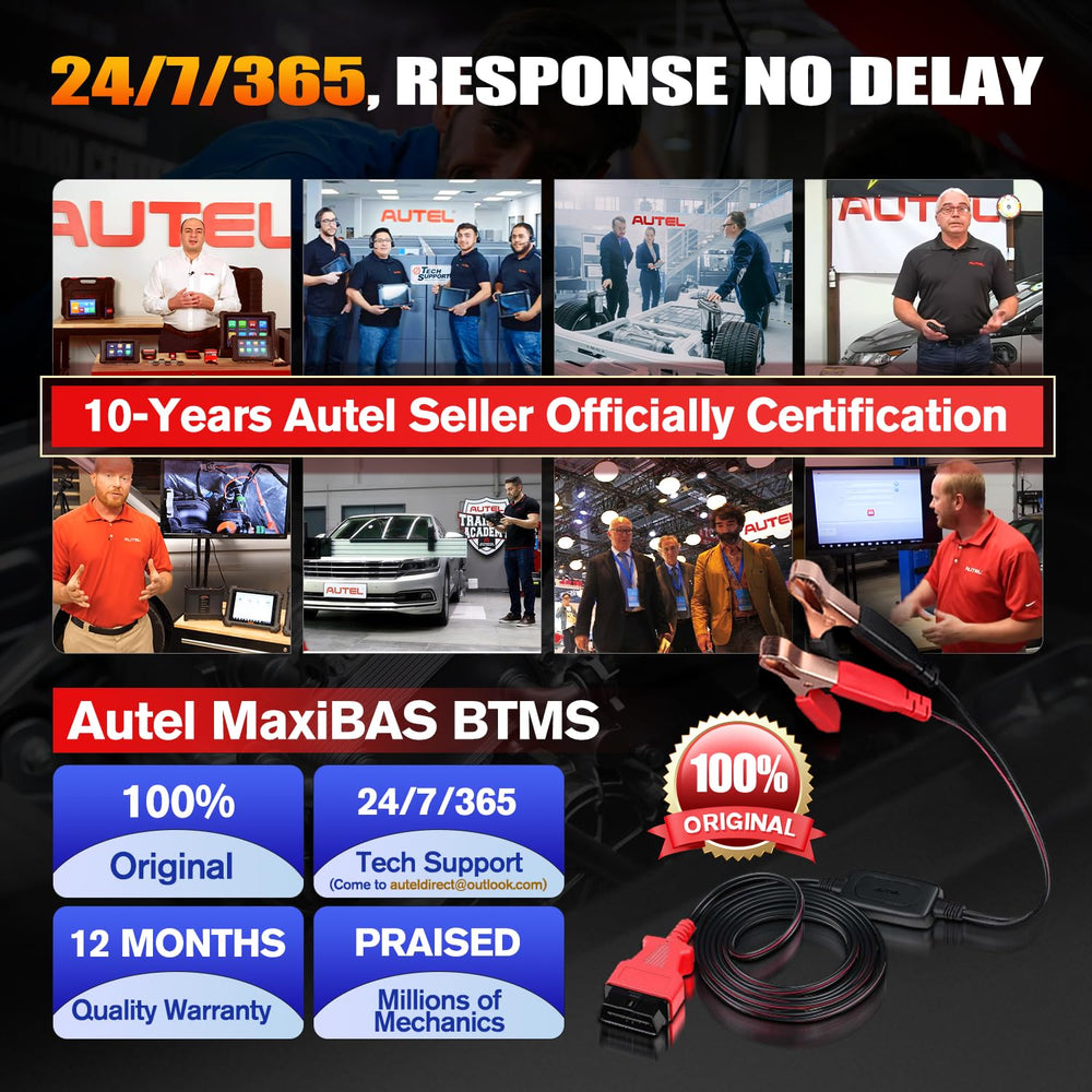 Autel product packaging and quick-start manual laid out — Autel includes instructions and warranty