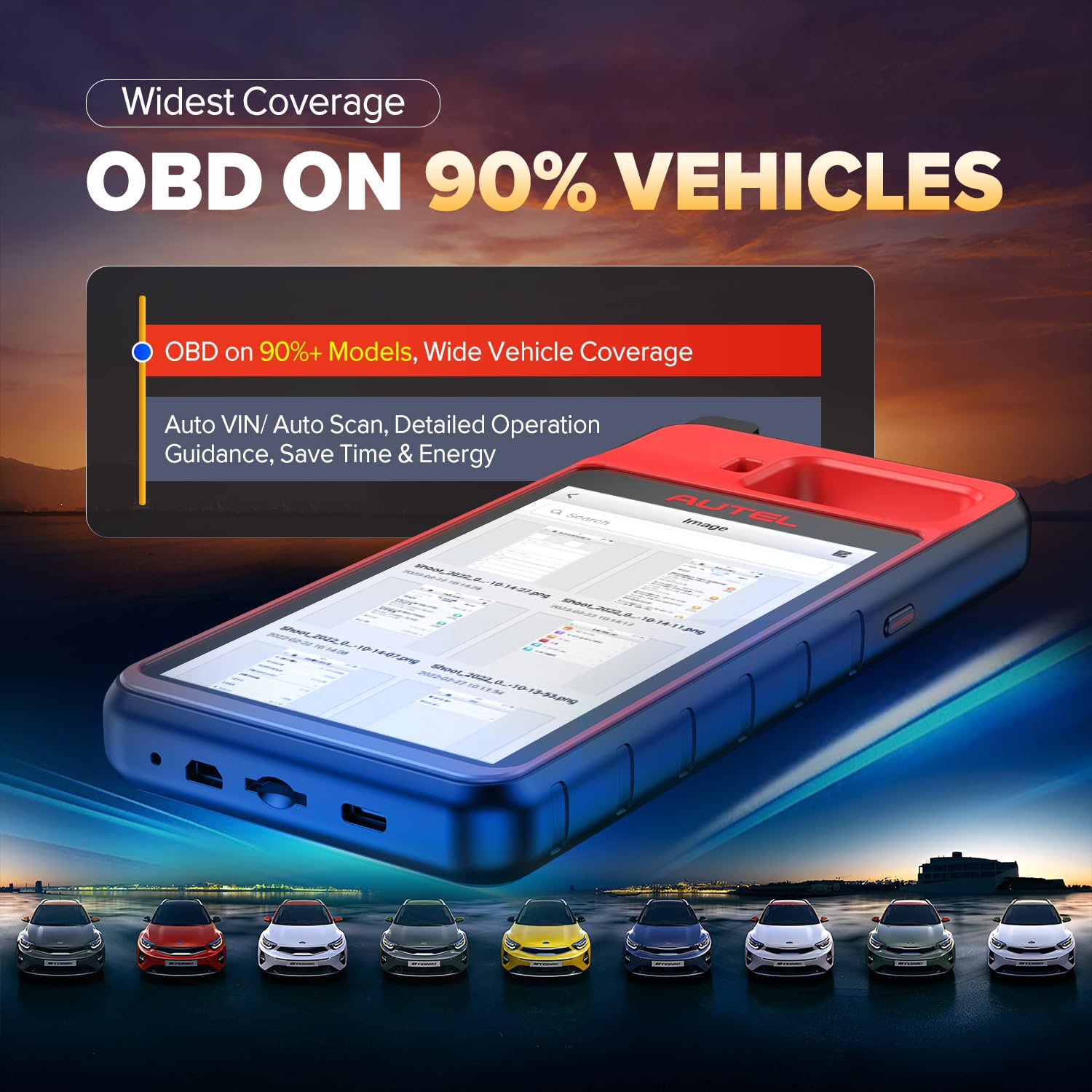 Autel MaxiIM KM100 USB‑C and OBD connector showing easy charging and hookup