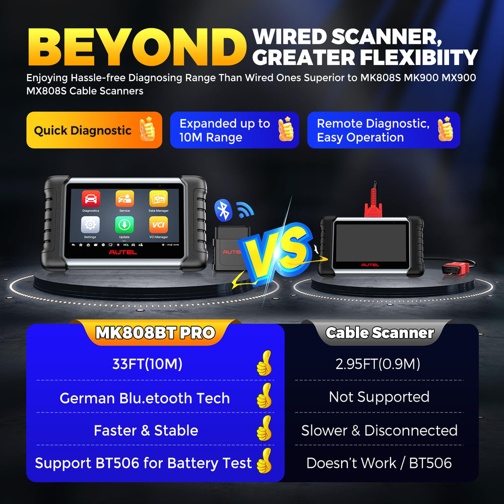 Autel MK808BT PRO connected to BT506 for accurate battery testing and results