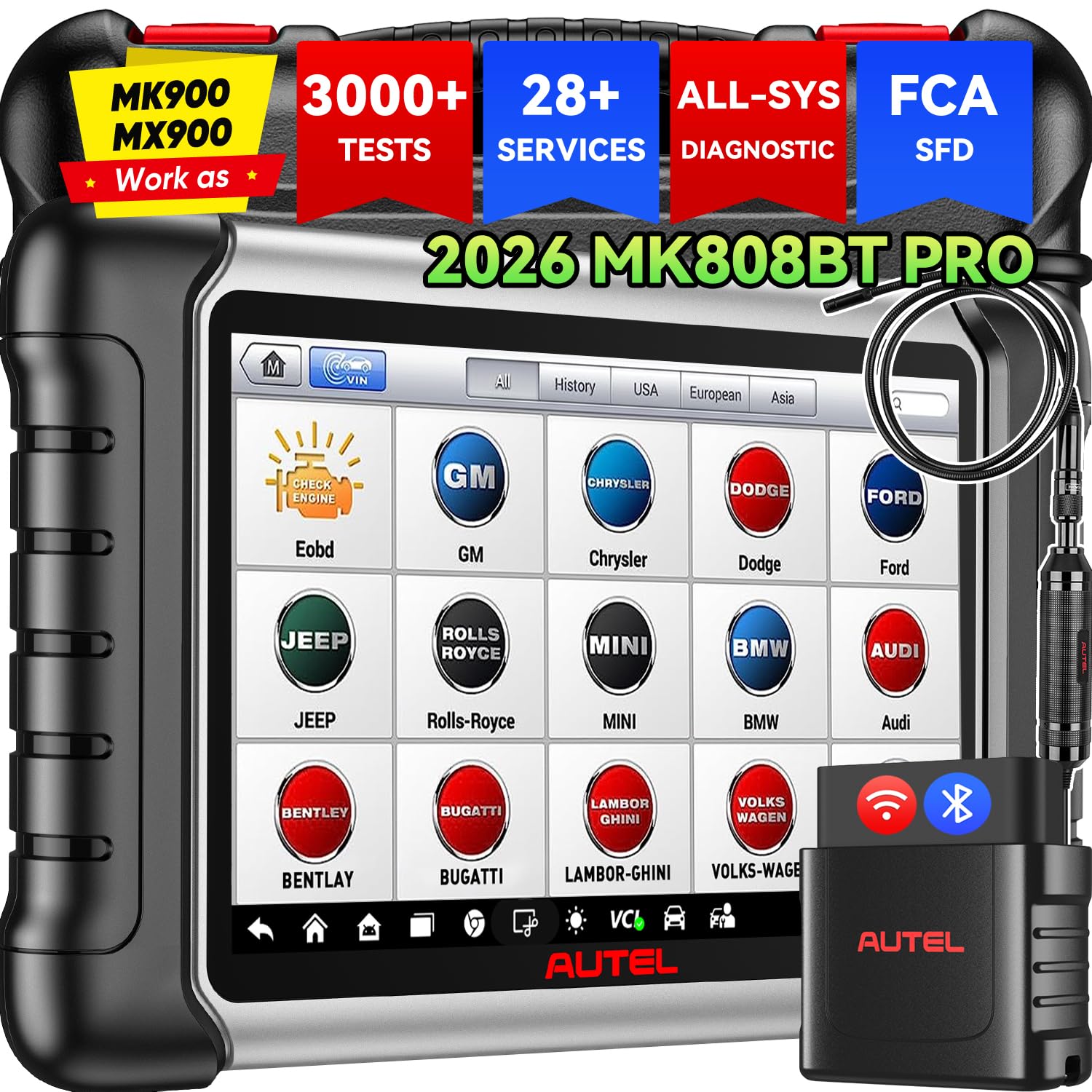 Autel MK808BT PRO front view showing durable tablet design and easy handling