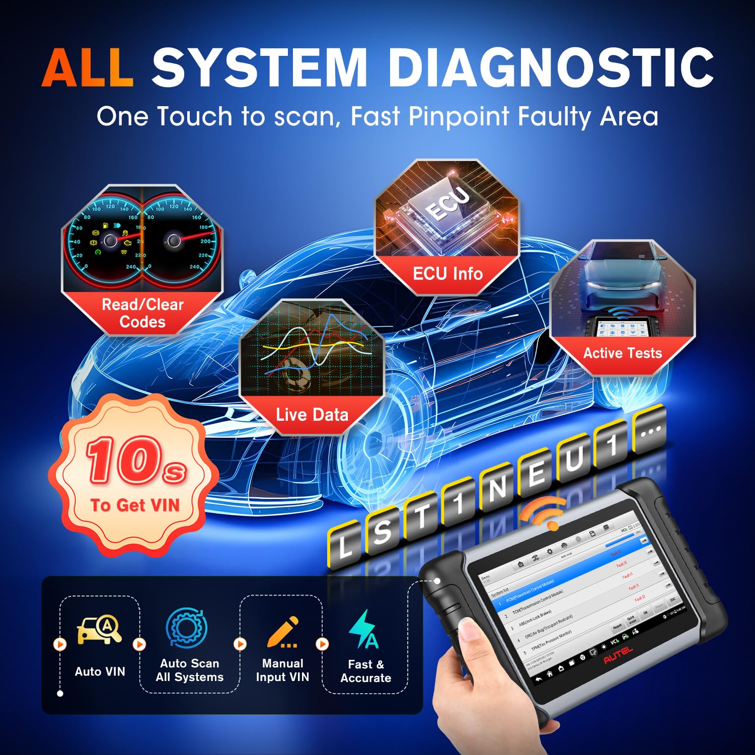 Autel MK808BT PRO paired with MV108S inspection camera capturing tight-area visuals