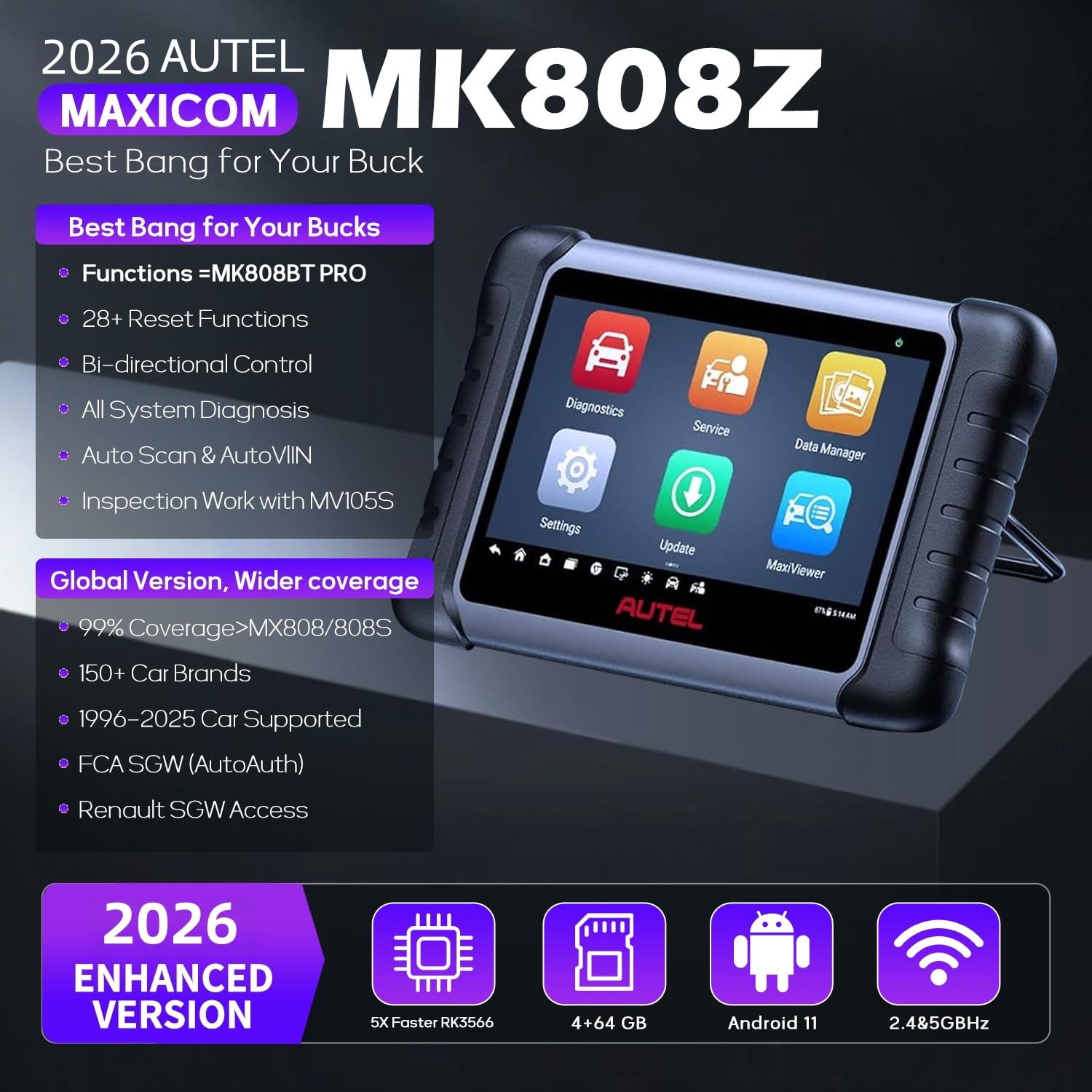 Autel MK808Z back panel and ports highlighting durable build and connectivity