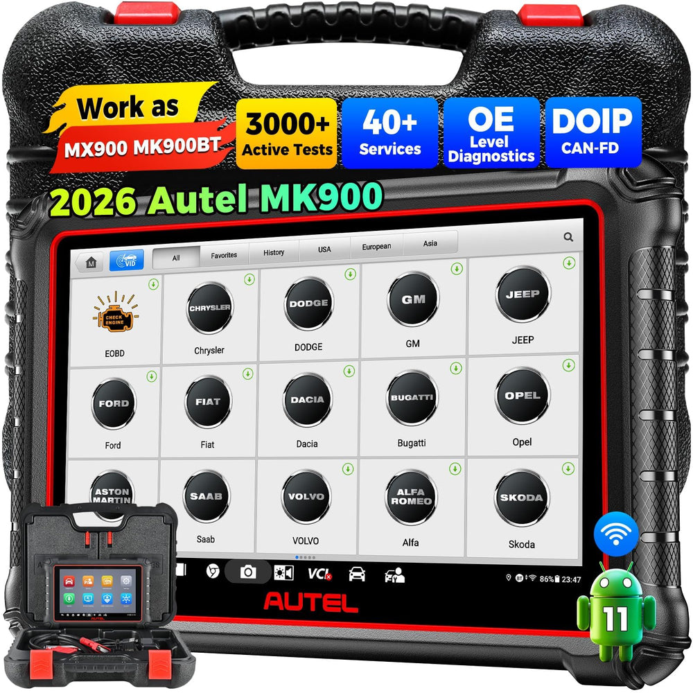 Autel MK900 front display showing diagnostics and quick benefit of clear readouts