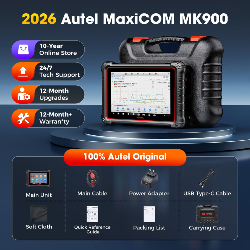 Autel MK900 on a mechanic workbench showing professional shop usability
