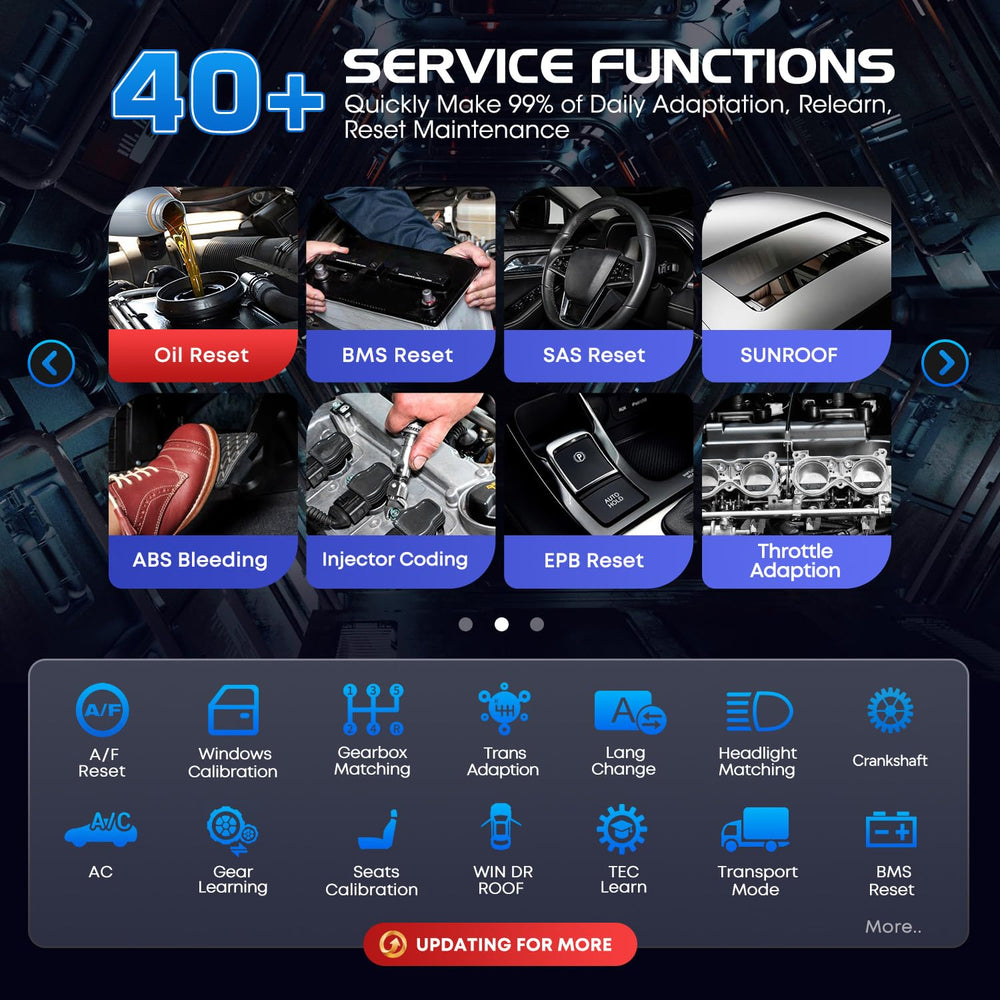 Autel MK900BT touchscreen closeup displaying crisp menu for faster navigation