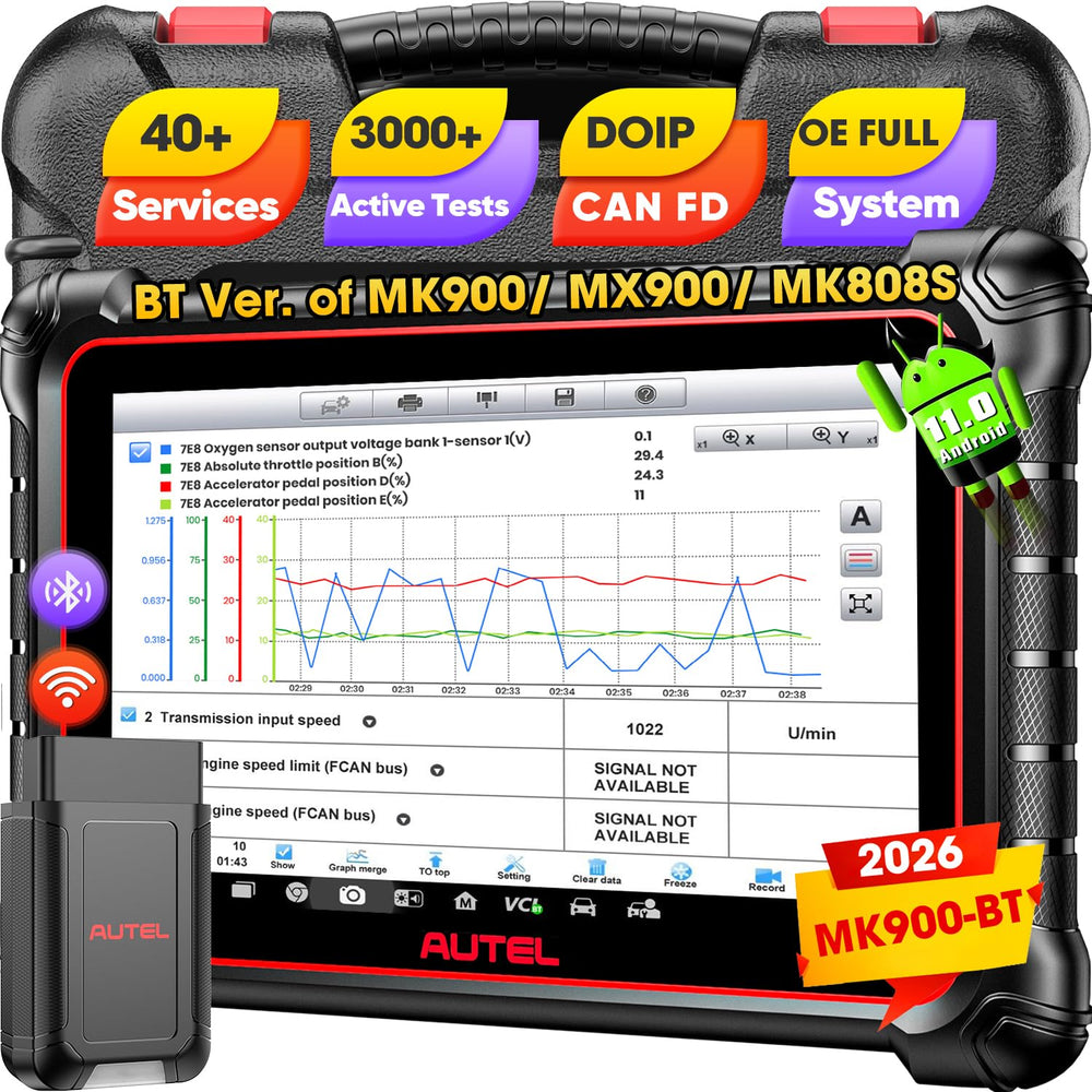 Autel MK900BT front view showing screen and durable casing for clear diagnostics