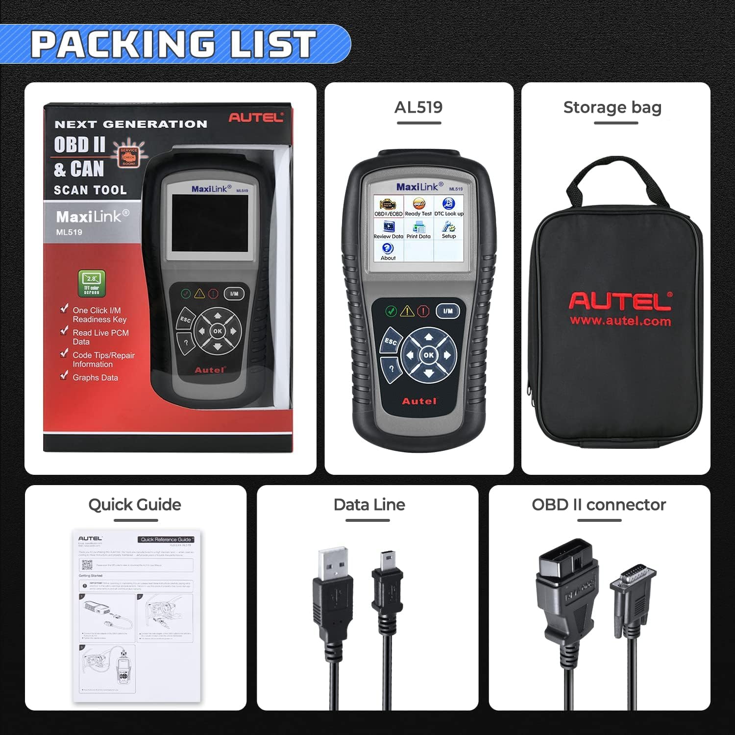Autel ML519 used in garage environment for DIY repairs and emissions checking benefit