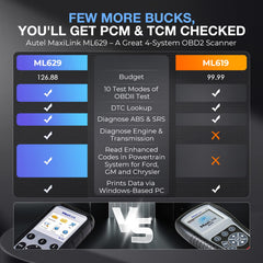 Autel ML629 back and OBD2 port view highlighting durable casing