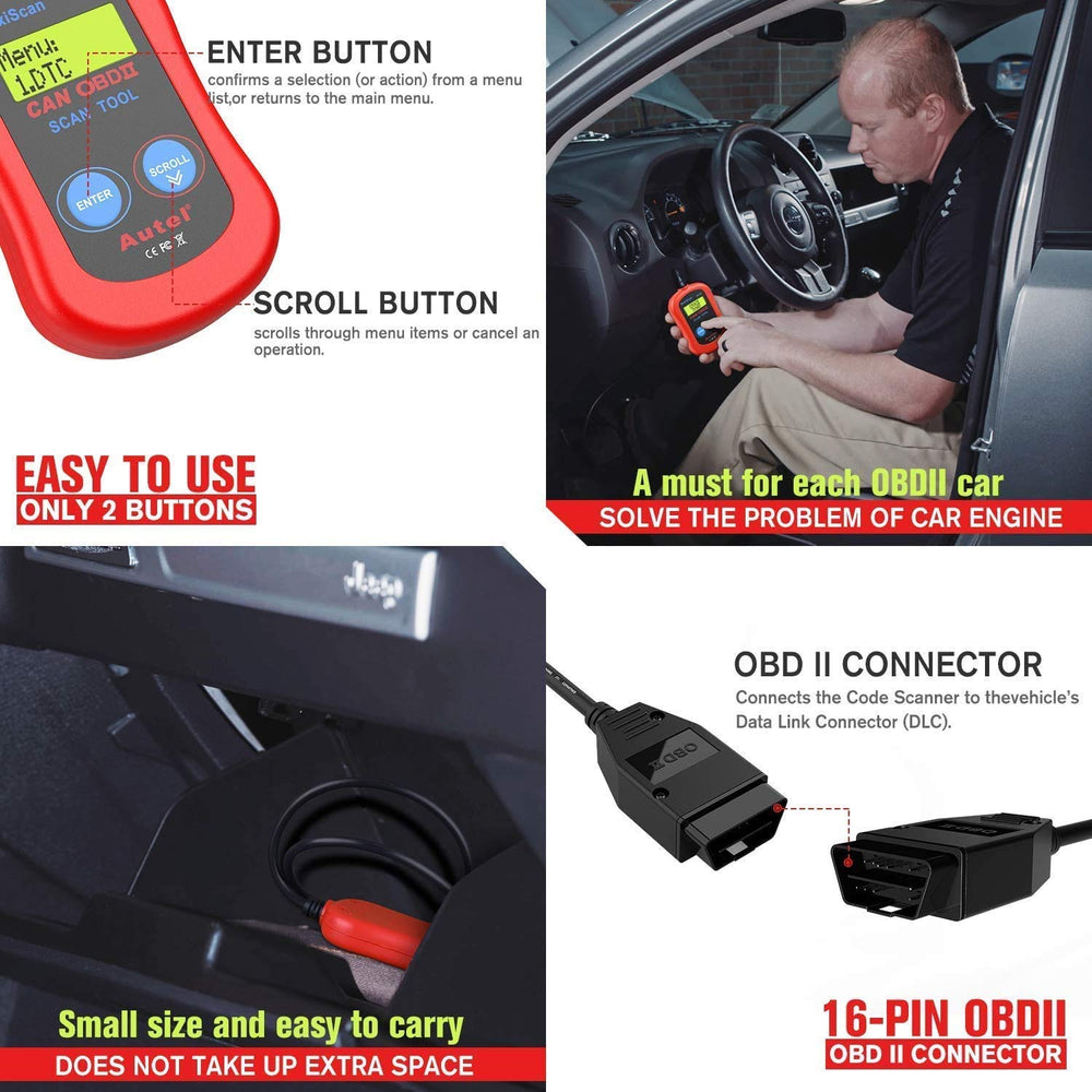 Autel MS300 stored in glovebox for convenience, offering ready access when check engine light appears
