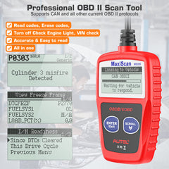Autel MS309 cable and 16-pin plug showing secure connection and appropriate reach
