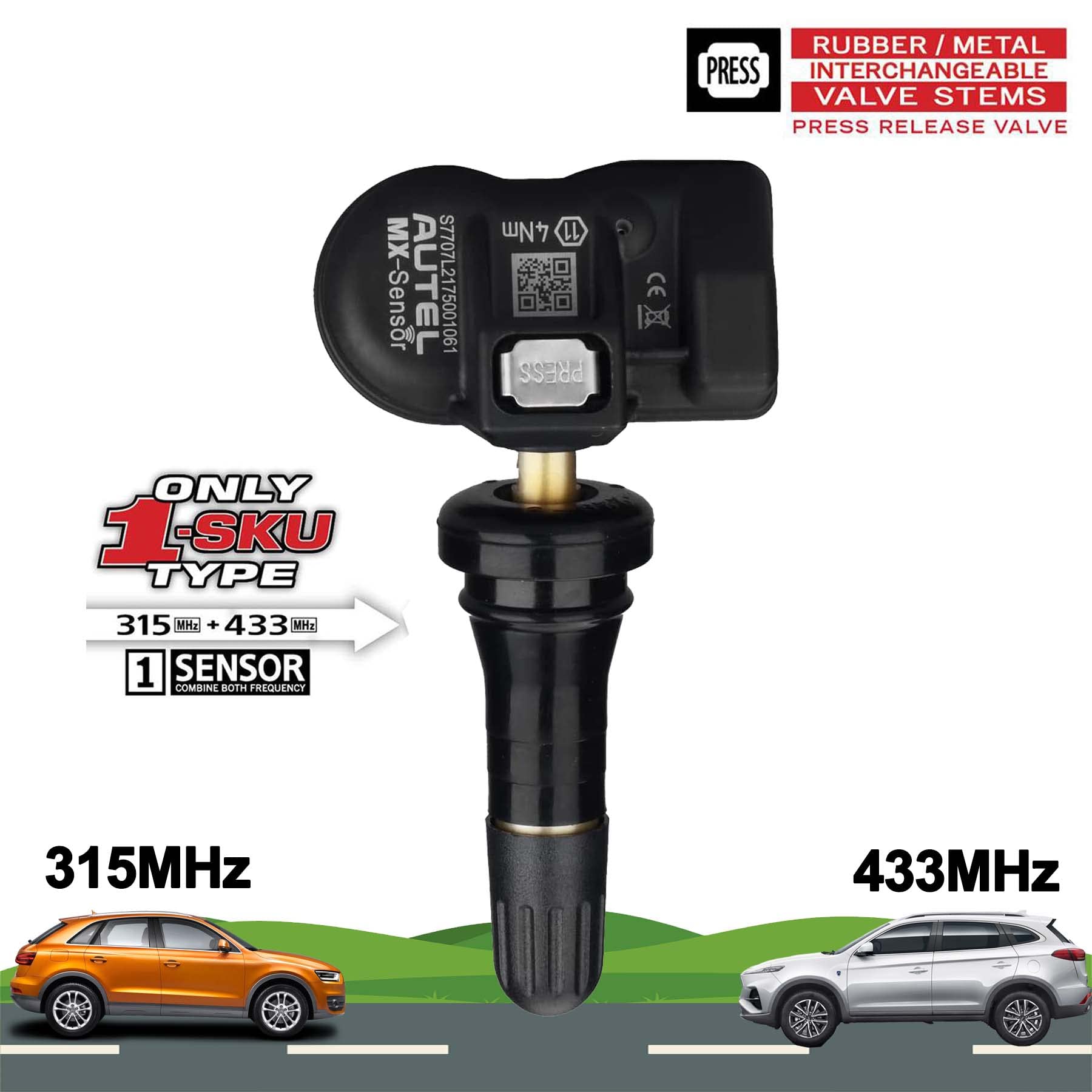 Autel MX sensor mounted on wheel showing strong signal and fitment
