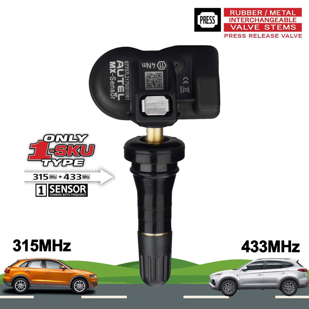 Autel MX sensor mounted on wheel showing strong signal and fitment