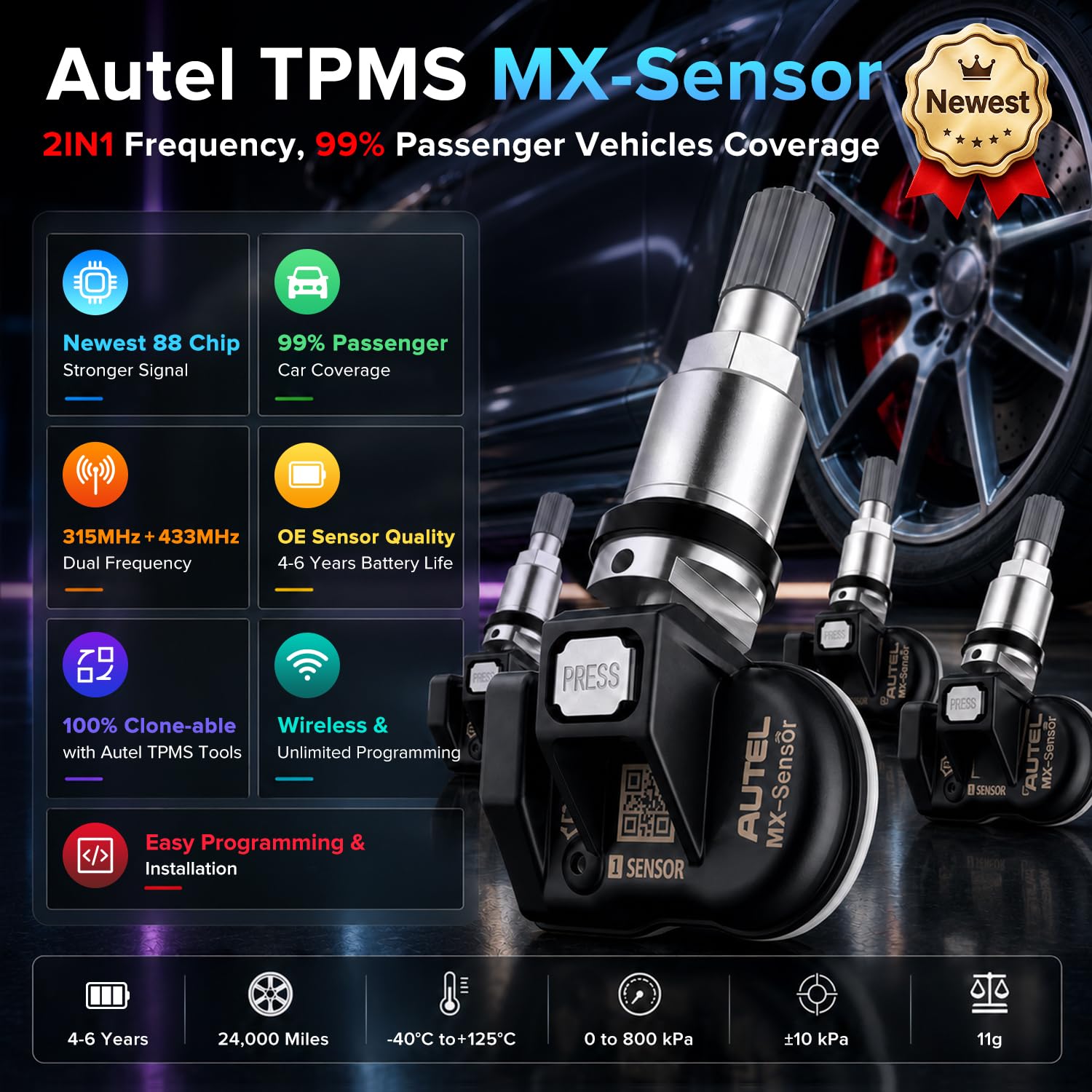 Autel MX-Sensor close-up of 88 chip highlighting faster programming